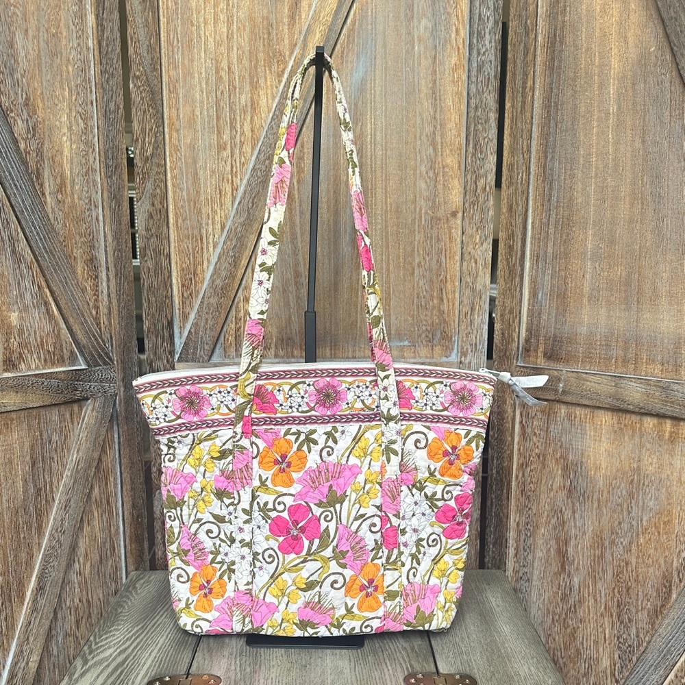 Vera Bradley Tea Garden Tote Shoulder Purse Handbag Retired Pattern - Picture 2 of 16